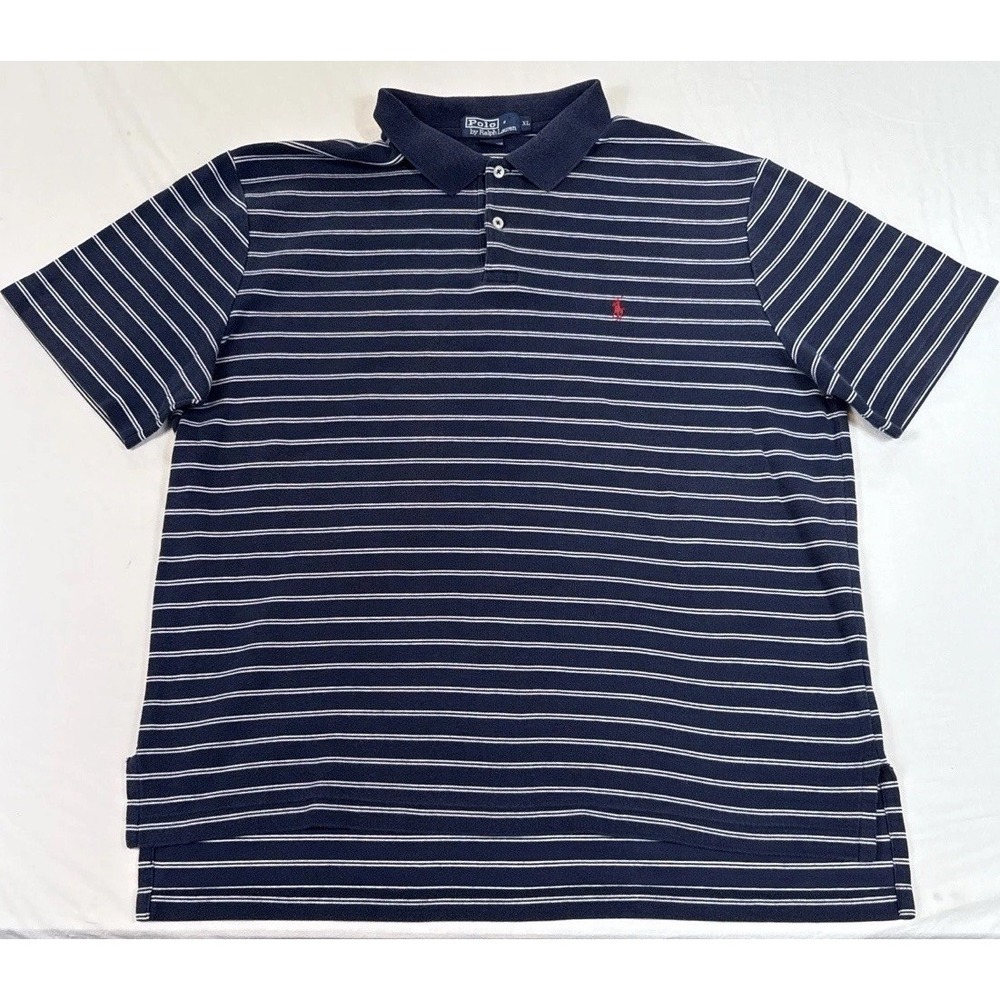 Polo‎ Ralph Lauren Mens XL Navy Striped Polo Shirt READ